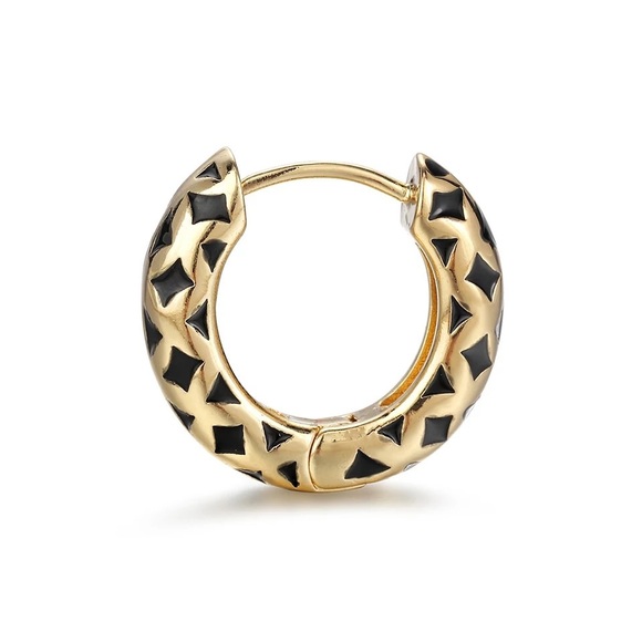 Willa Gold & Black Enamel Huggie Hoop Earrings - Picture 5 of 7